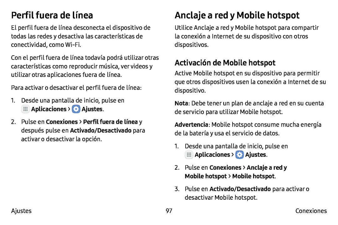 Perfil fuera de línea Galaxy Tab S2 9.7 T-Mobile