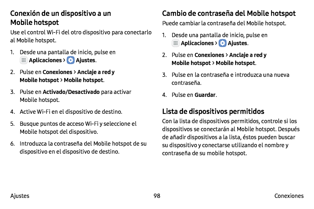 Cambio de contraseña del Mobile hotspot Galaxy Tab S2 9.7 T-Mobile