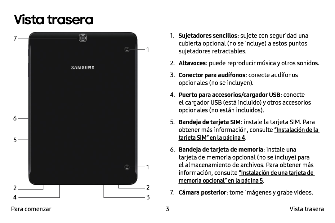 Vista trasera Galaxy Tab S2 9.7 T-Mobile