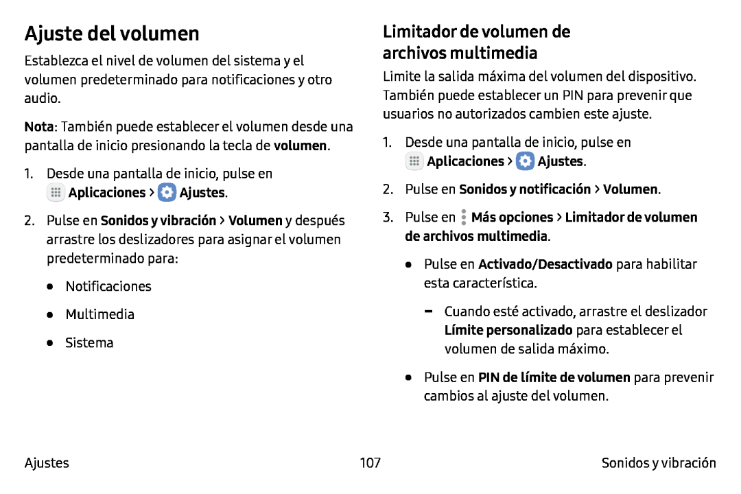 Limitador de volumen de archivos multimedia Ajuste del volumen