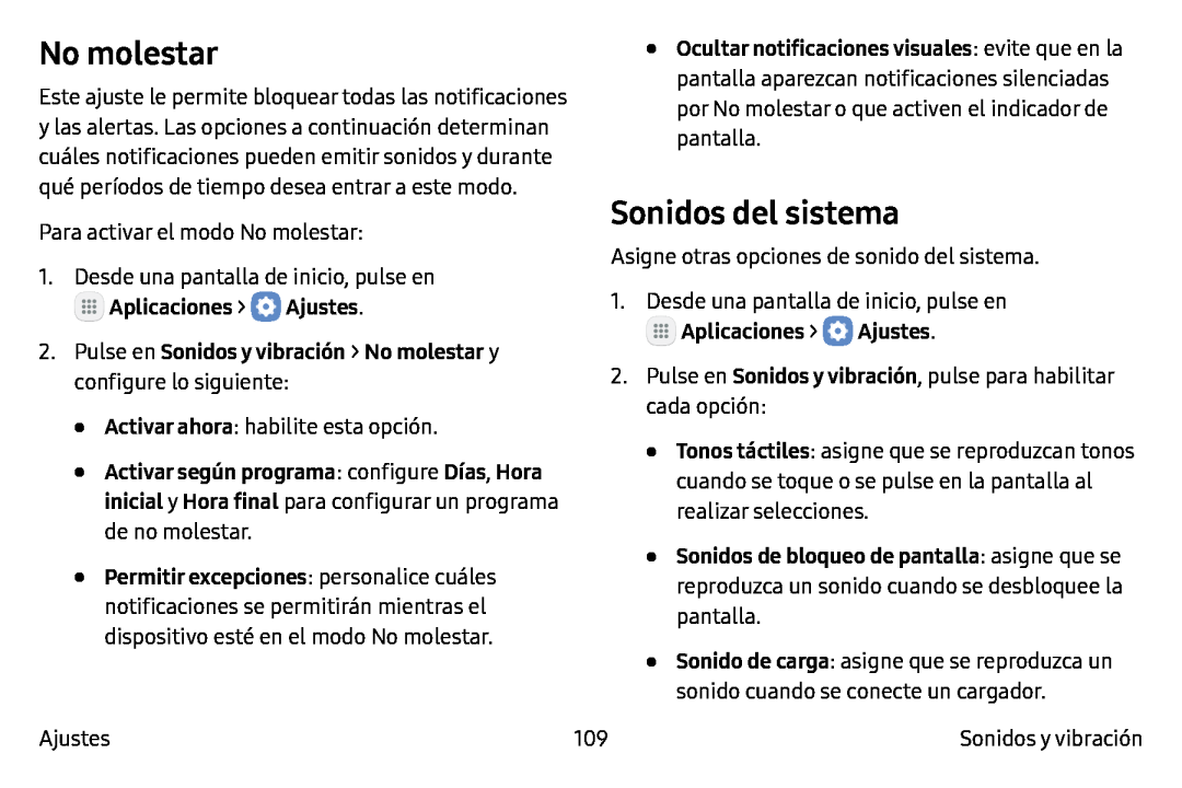 No molestar Sonidos del sistema