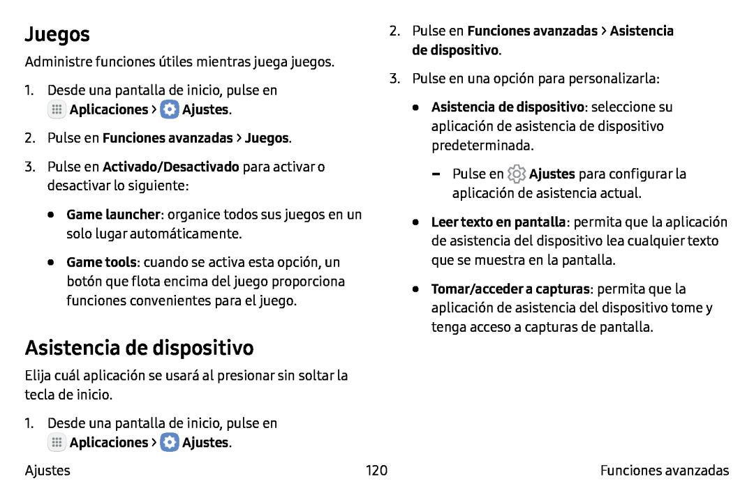 Juegos Asistencia de dispositivo