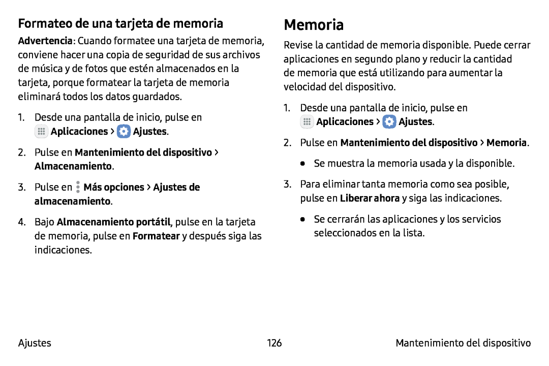 Formateo de una tarjeta de memoria Memoria