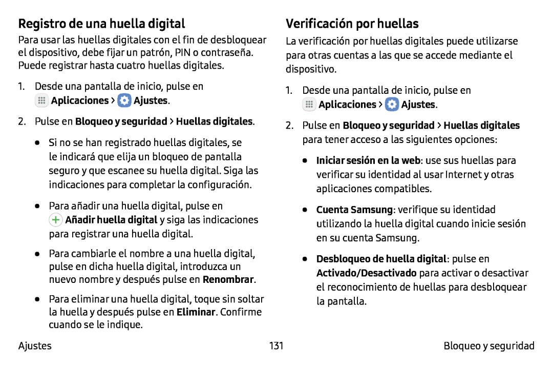 Registro de una huella digital Verificación por huellas