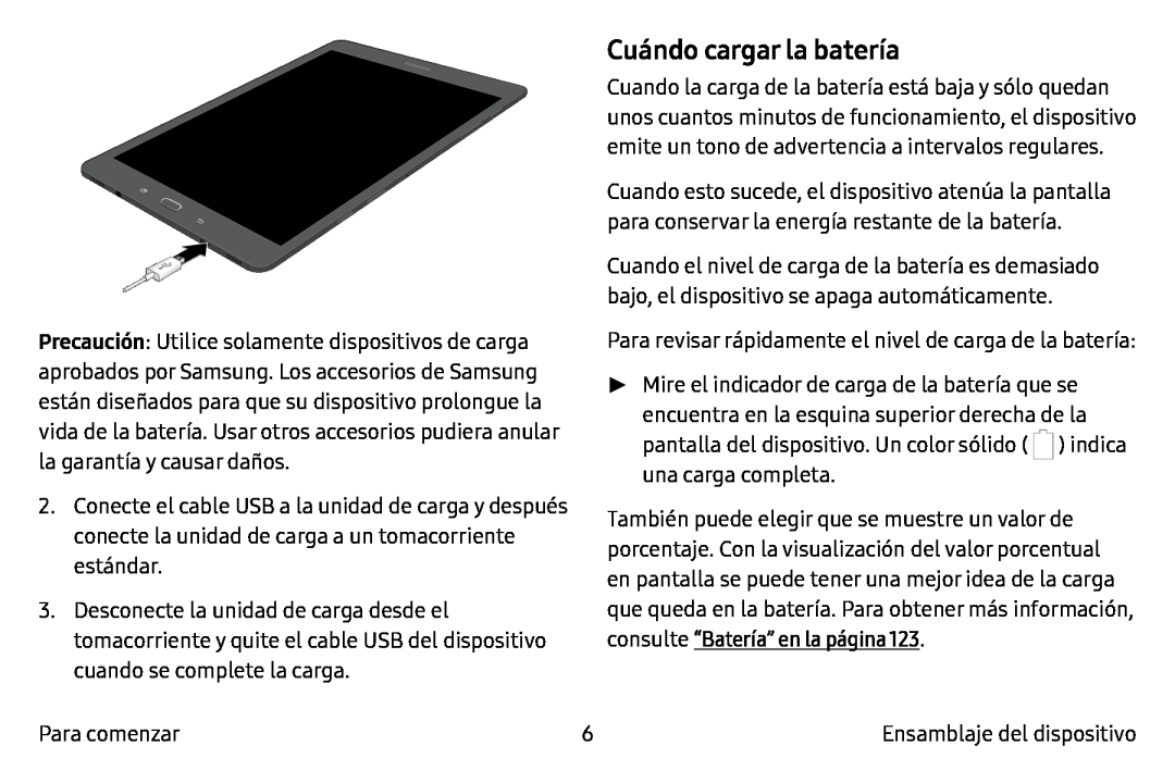 Cuándo cargar la batería Galaxy Tab S2 9.7 T-Mobile