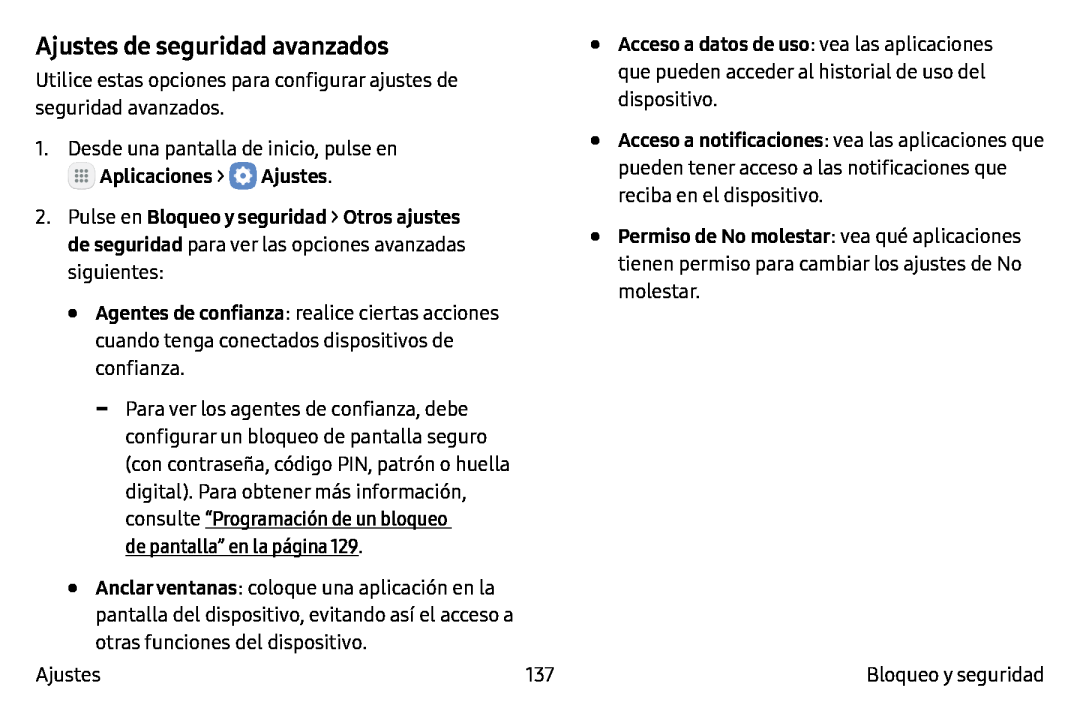 Ajustes de seguridad avanzados