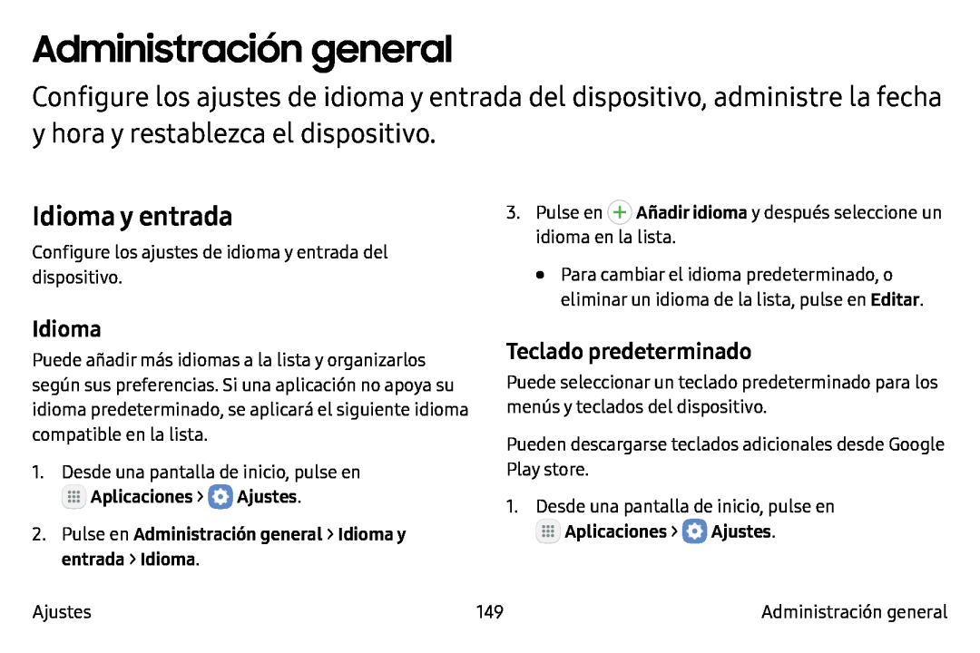 Idioma Teclado predeterminado