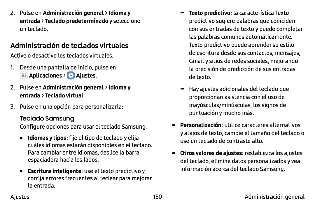 Administración de teclados virtuales