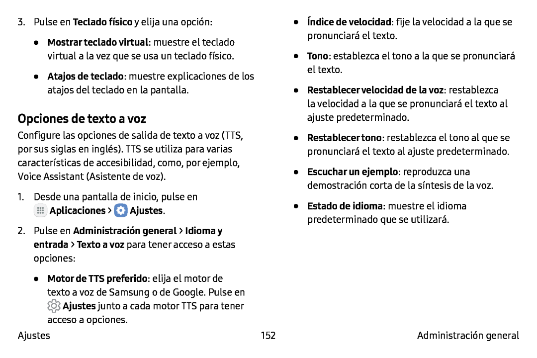 Opciones de texto a voz