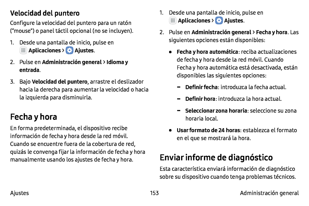 Velocidad del puntero Fecha y hora