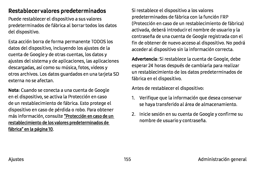 Restablecer valores predeterminados