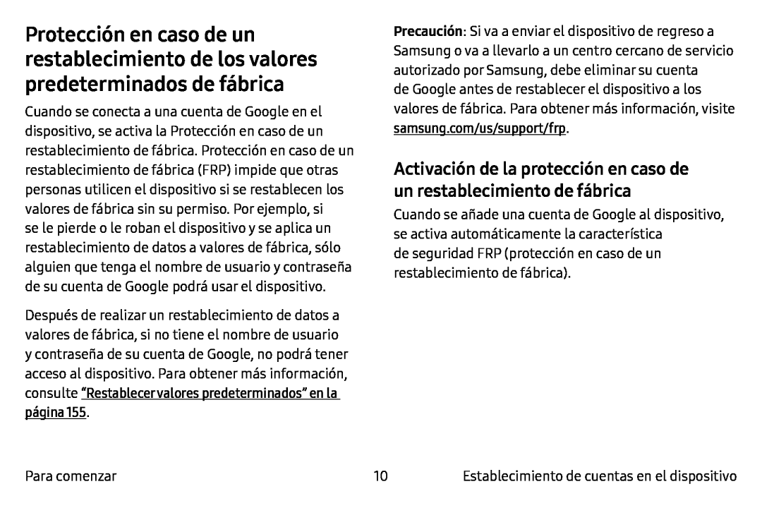 Activación de la protección en caso de un restablecimiento de fábrica