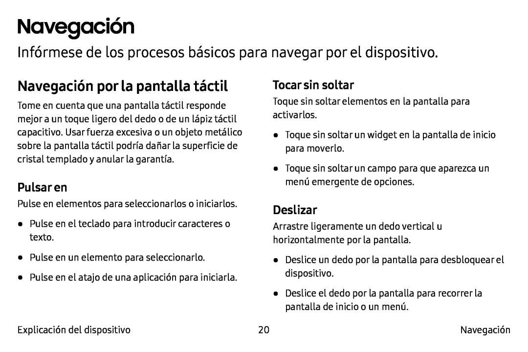 Navegación por la pantalla táctil Galaxy Tab S2 9.7 T-Mobile