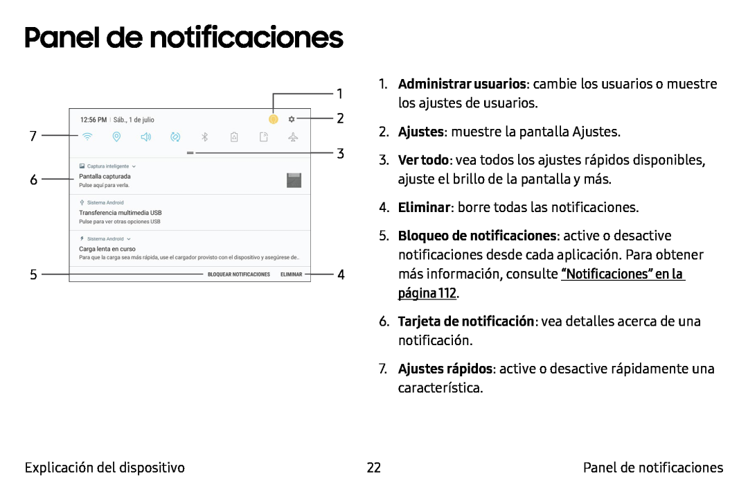 Panel de notificaciones