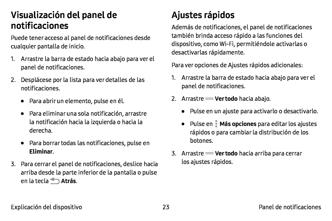 Visualización del panel de notificaciones Galaxy Tab S2 9.7 T-Mobile