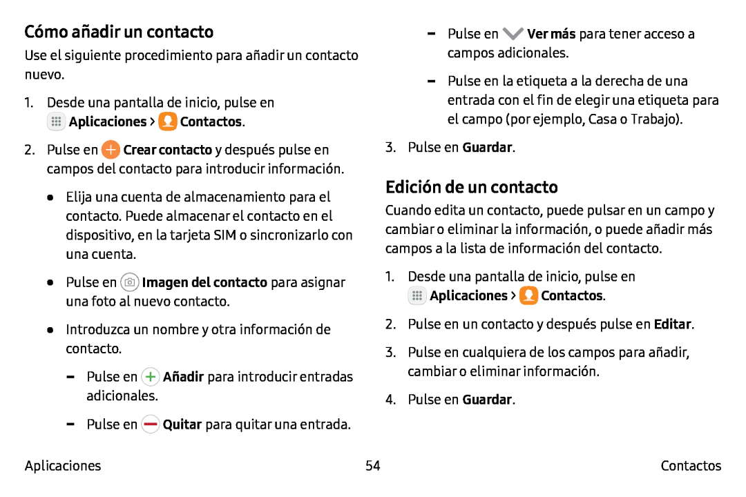 Cómo añadir un contacto Edición de un contacto