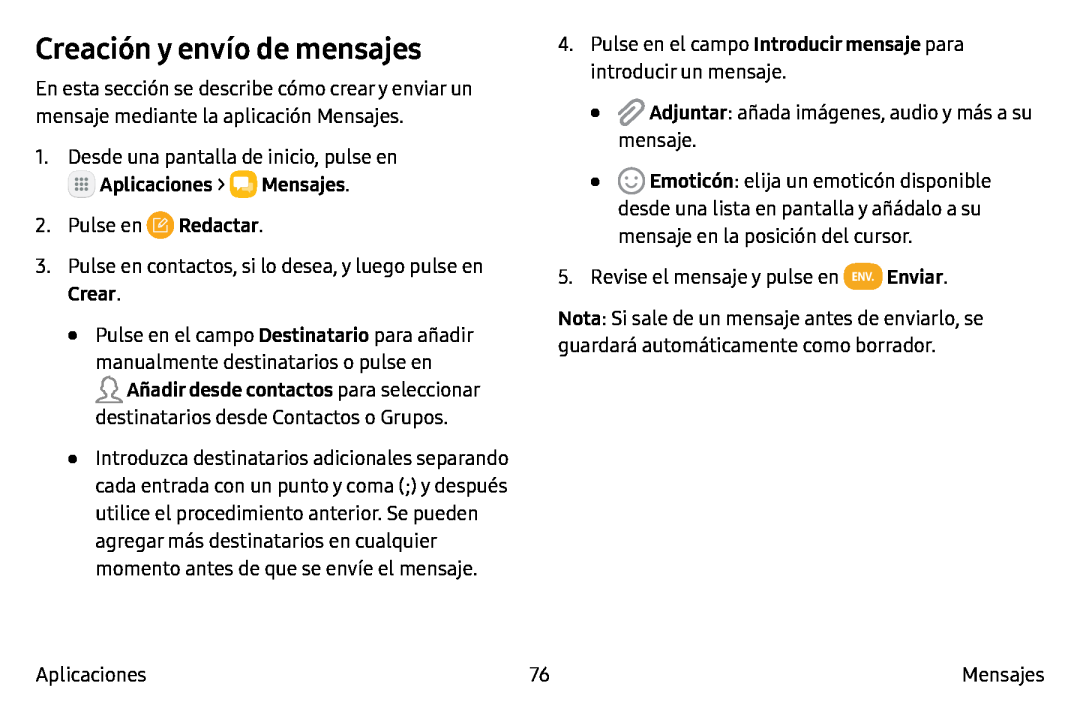 Creación y envío de mensajes Galaxy Tab S2 9.7 T-Mobile