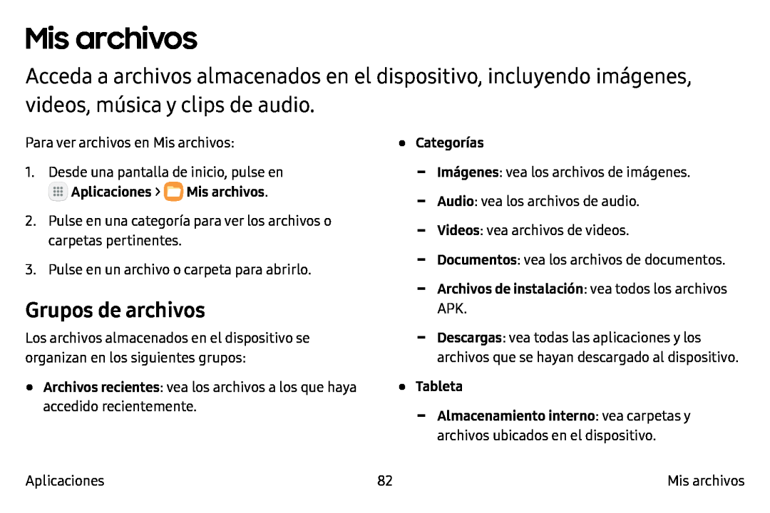 Grupos de archivos Mis archivos