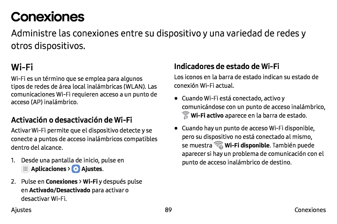 Activación o desactivación de Wi-Fi Indicadores de estado de Wi-Fi