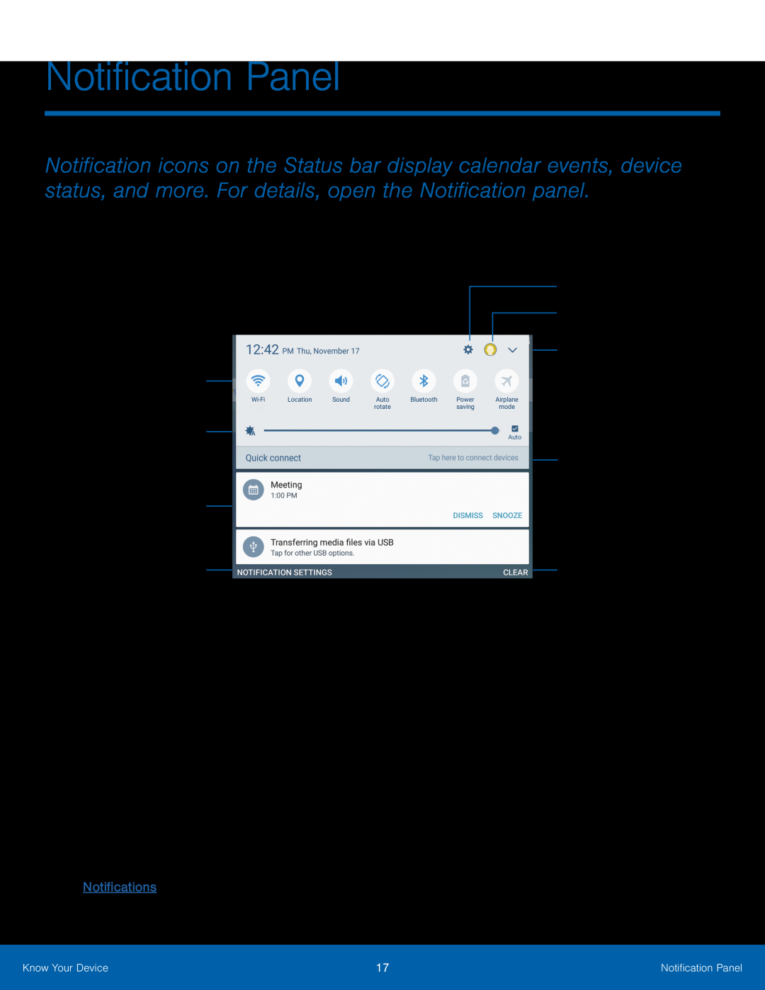 Quick settings Screen brightness Notification card