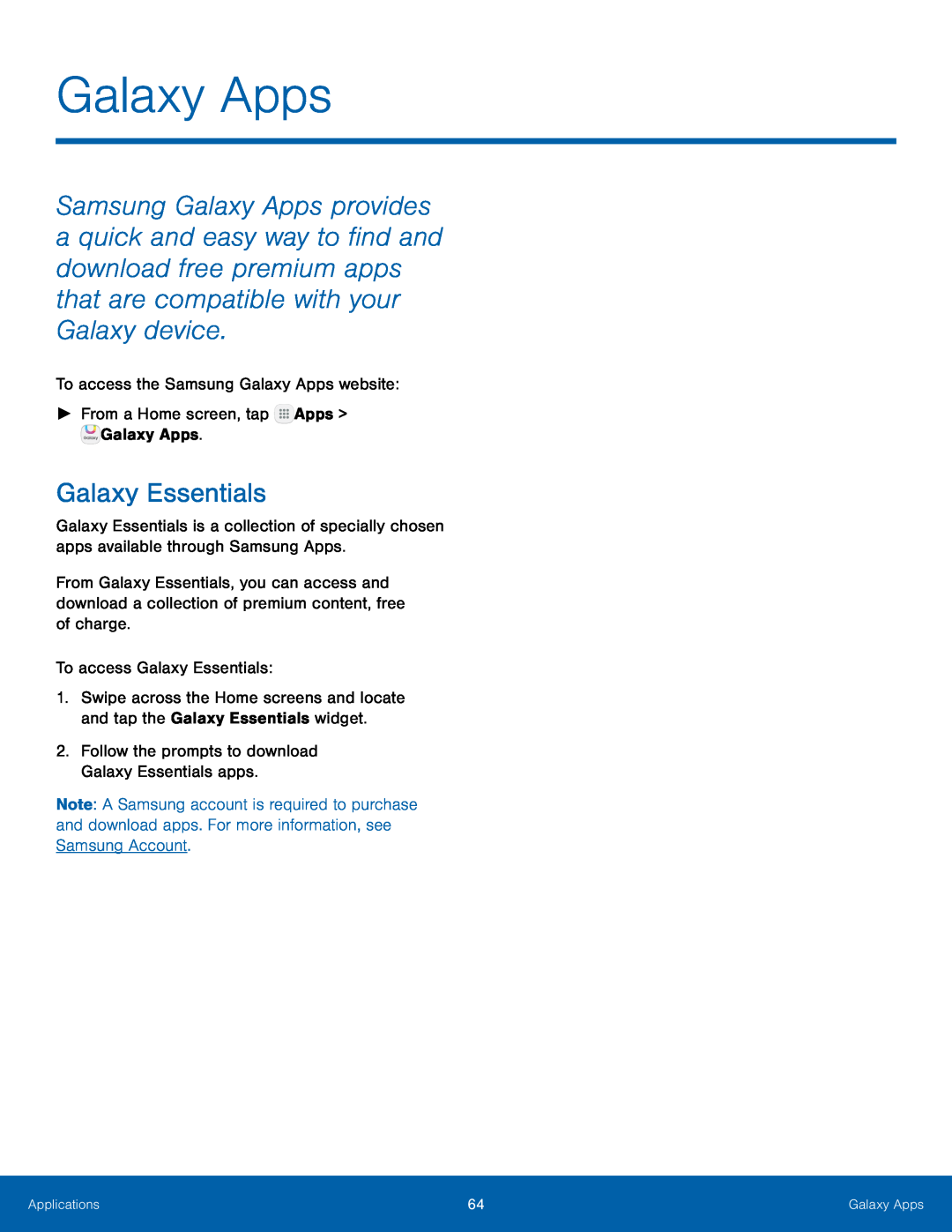 Galaxy Essentials Galaxy Apps