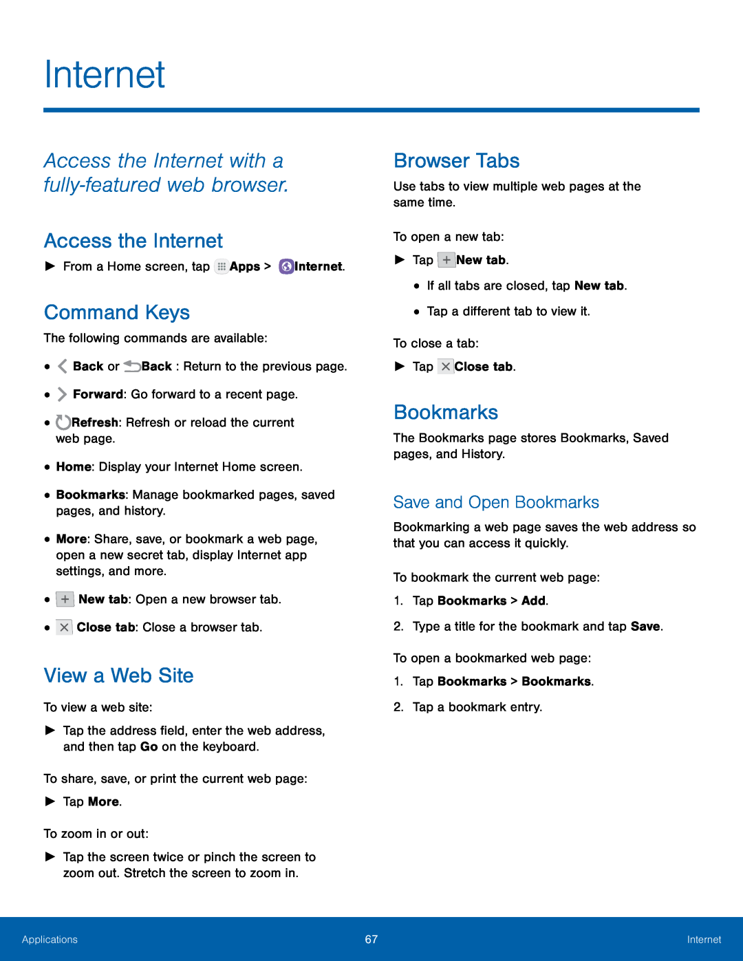 Save and Open Bookmarks Access the Internet