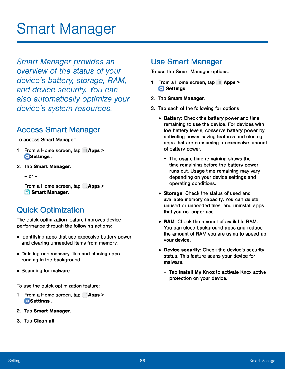 Use Smart Manager Galaxy Tab S2 8.0 NOOK Wi-Fi