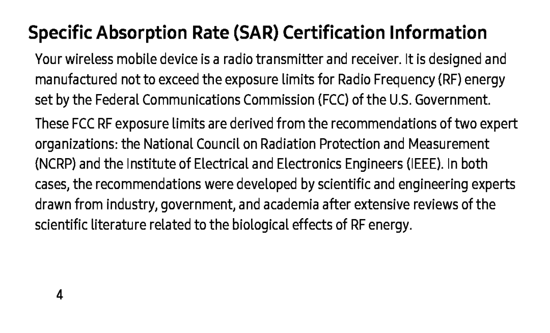 Specific Absorption Rate (SAR) Certification Information