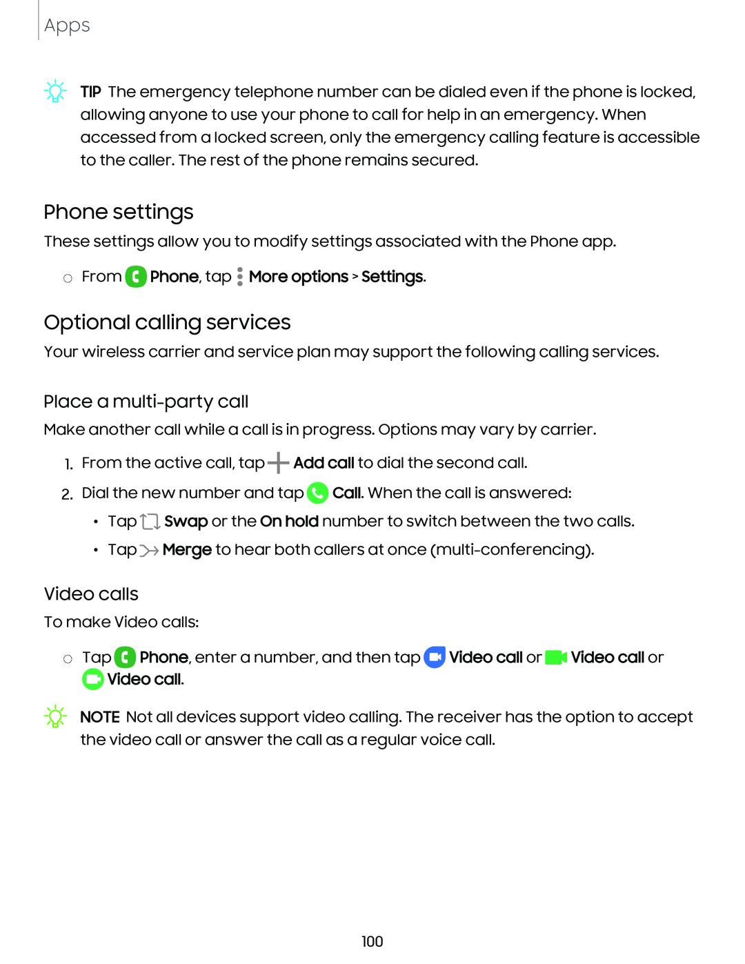 Optional calling services Galaxy S10 AT&T