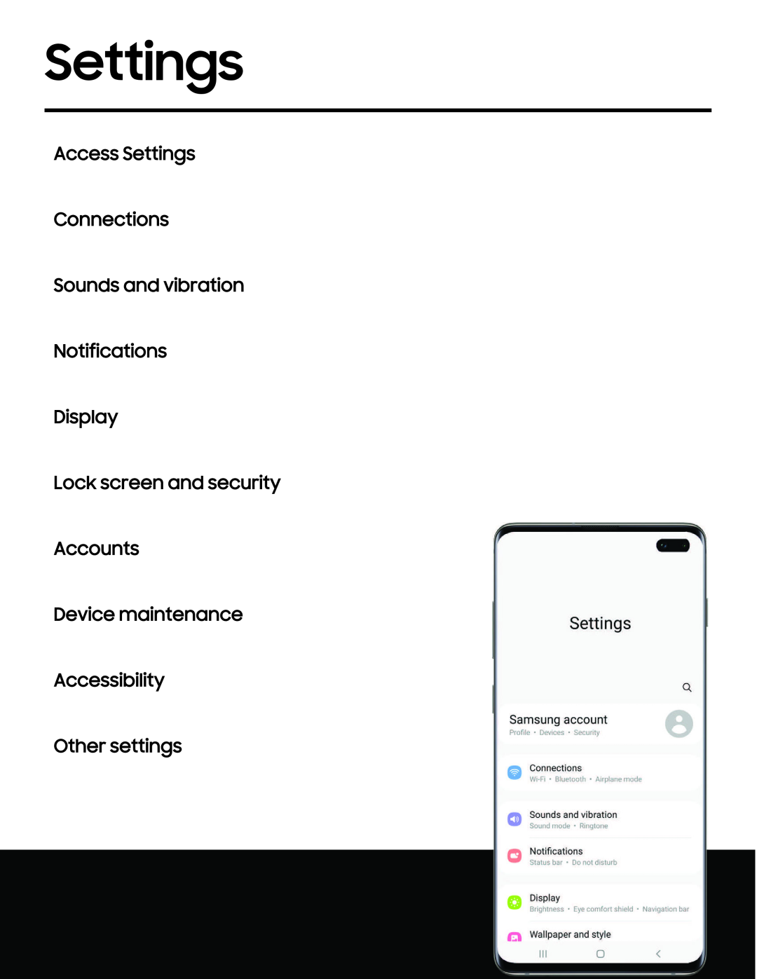 Settings Galaxy S10 AT&T