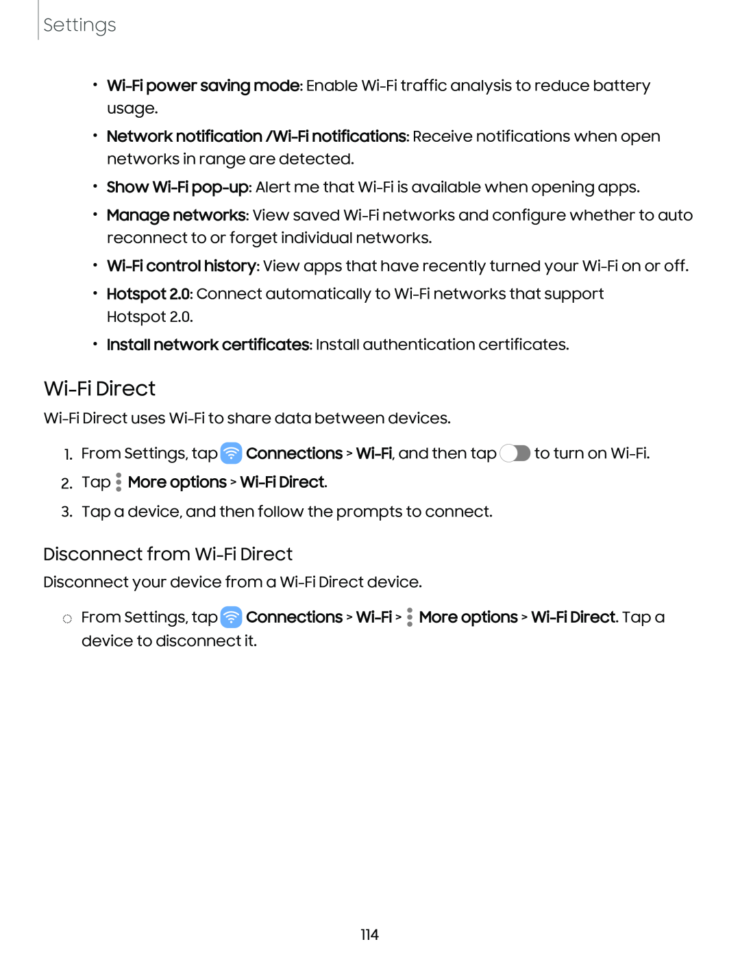 Disconnect from Wi-FiDirect Galaxy S10 AT&T