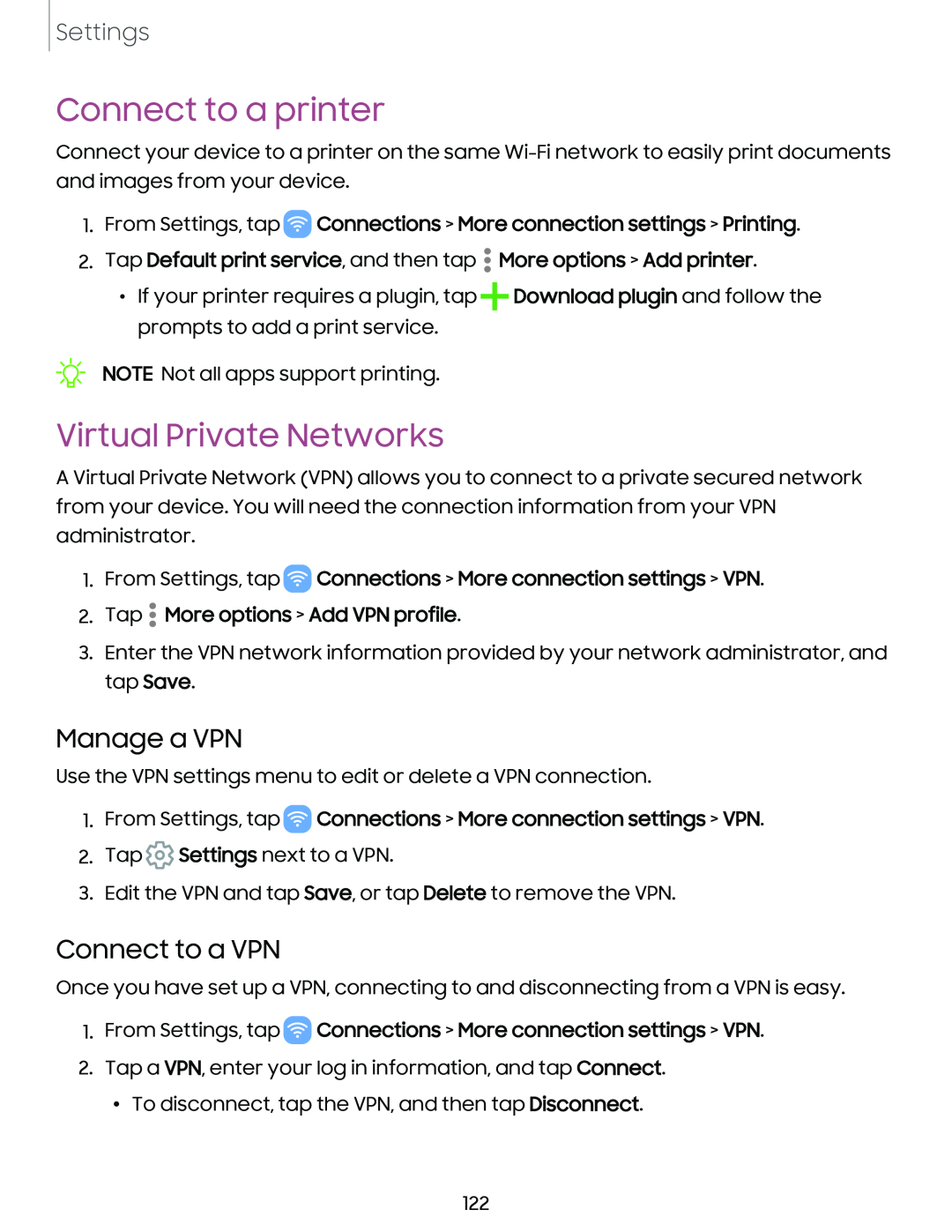 Manage a VPN Galaxy S10 AT&T