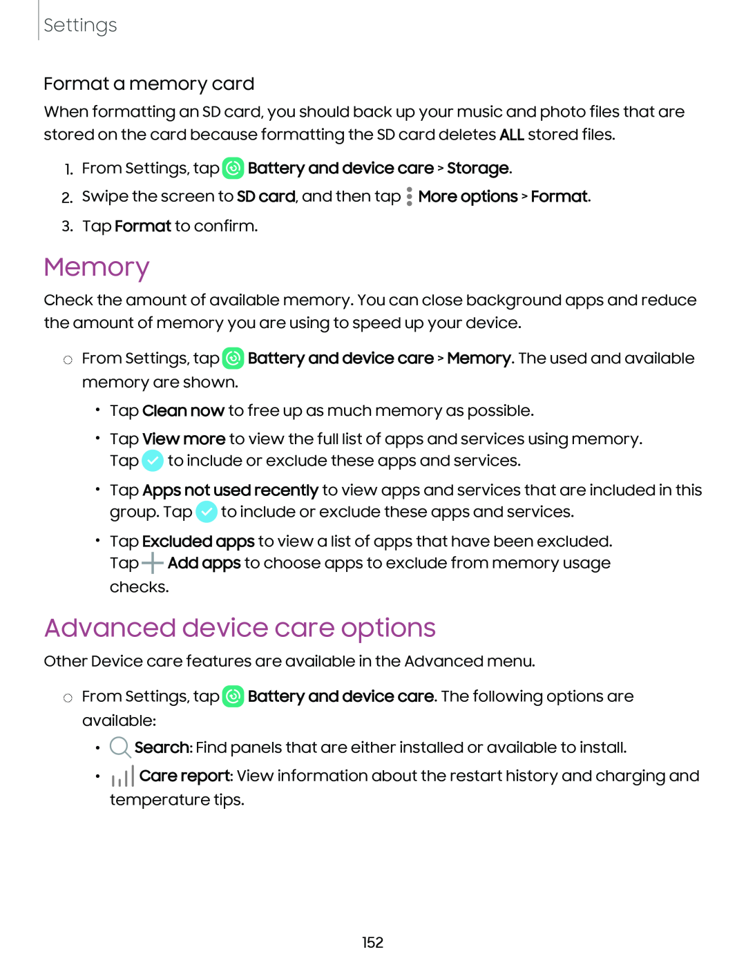 Advanced device care options Galaxy S10 AT&T