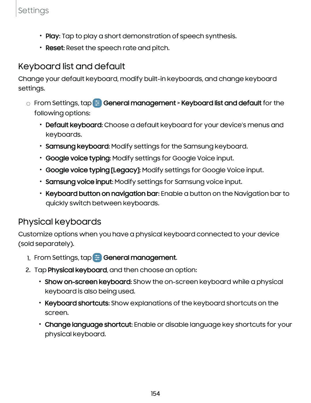 Keyboard list and default Galaxy S10 AT&T