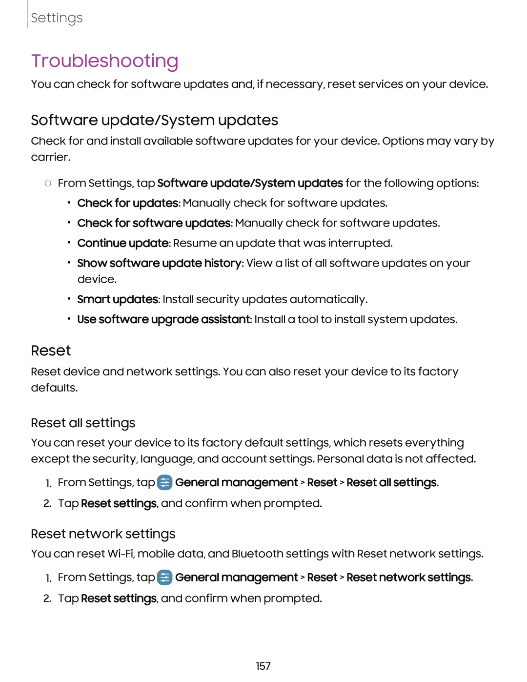 Reset all settings Galaxy S10 AT&T