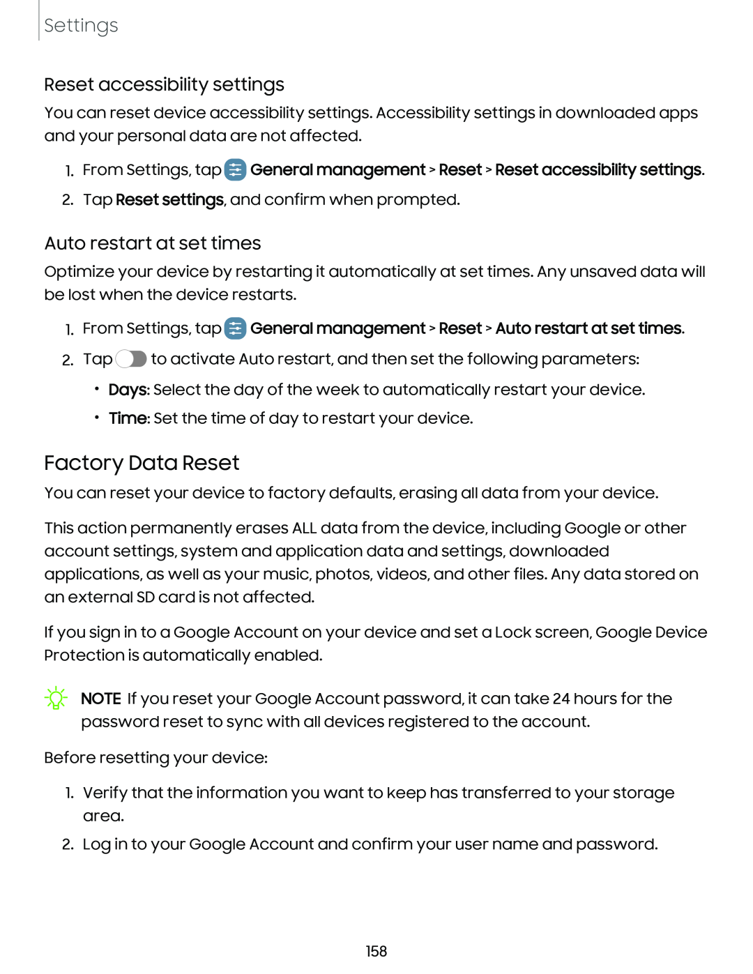 Reset accessibility settings Galaxy S10 AT&T