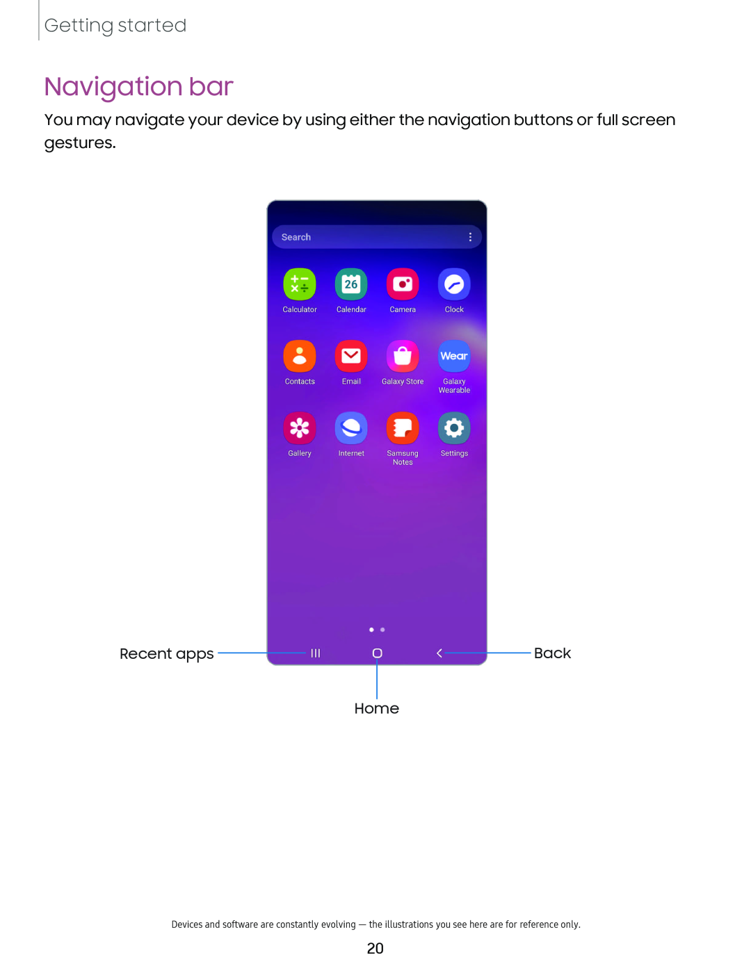 Navigation bar Galaxy S10 AT&T