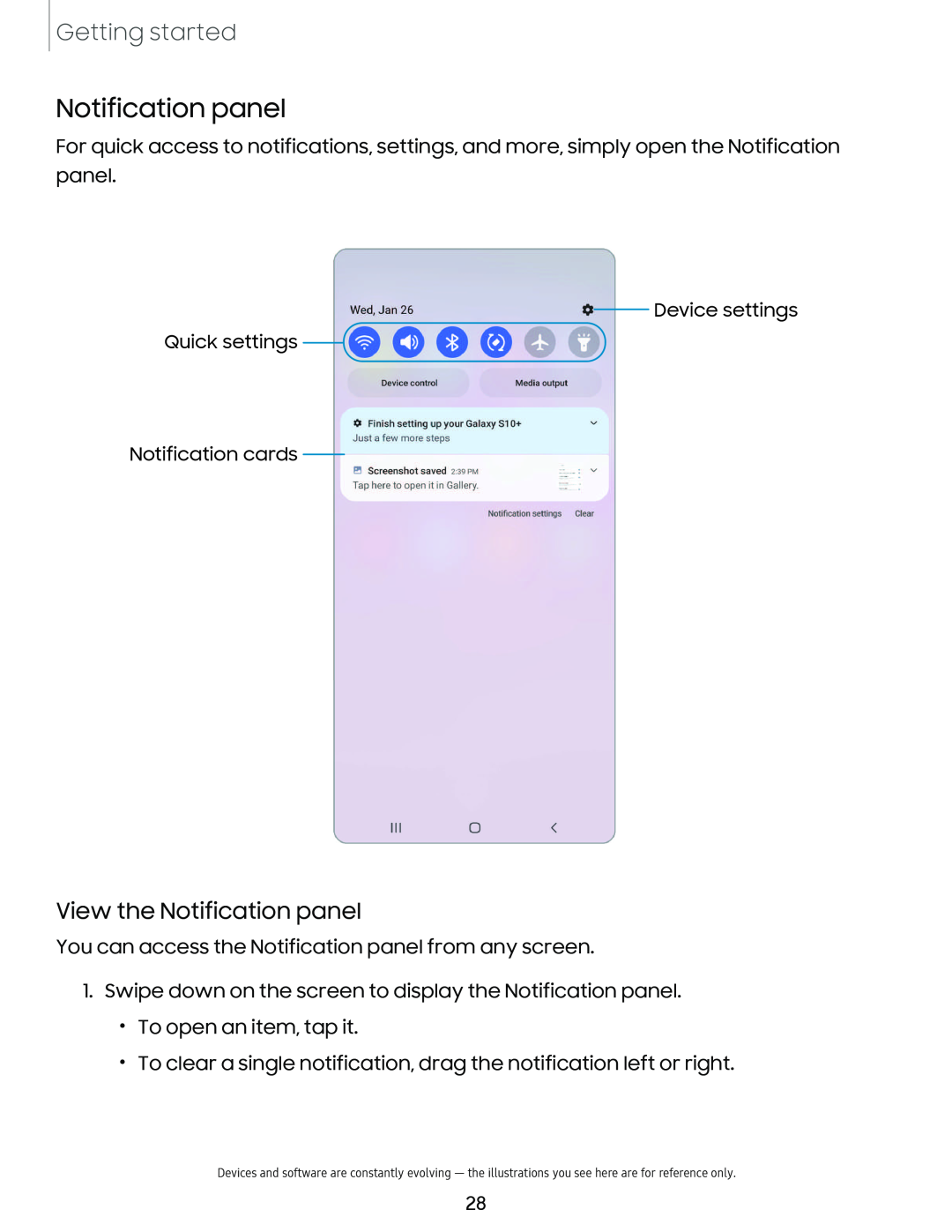 View the Notification panel Notification panel