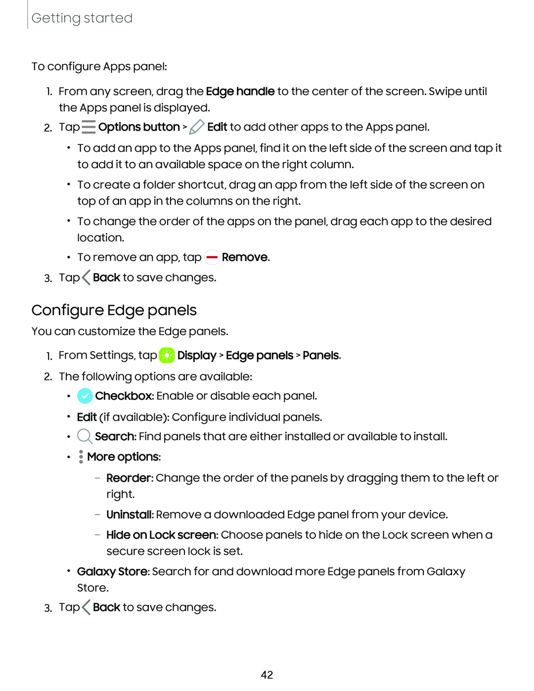 Configure Edge panels Galaxy S10 AT&T