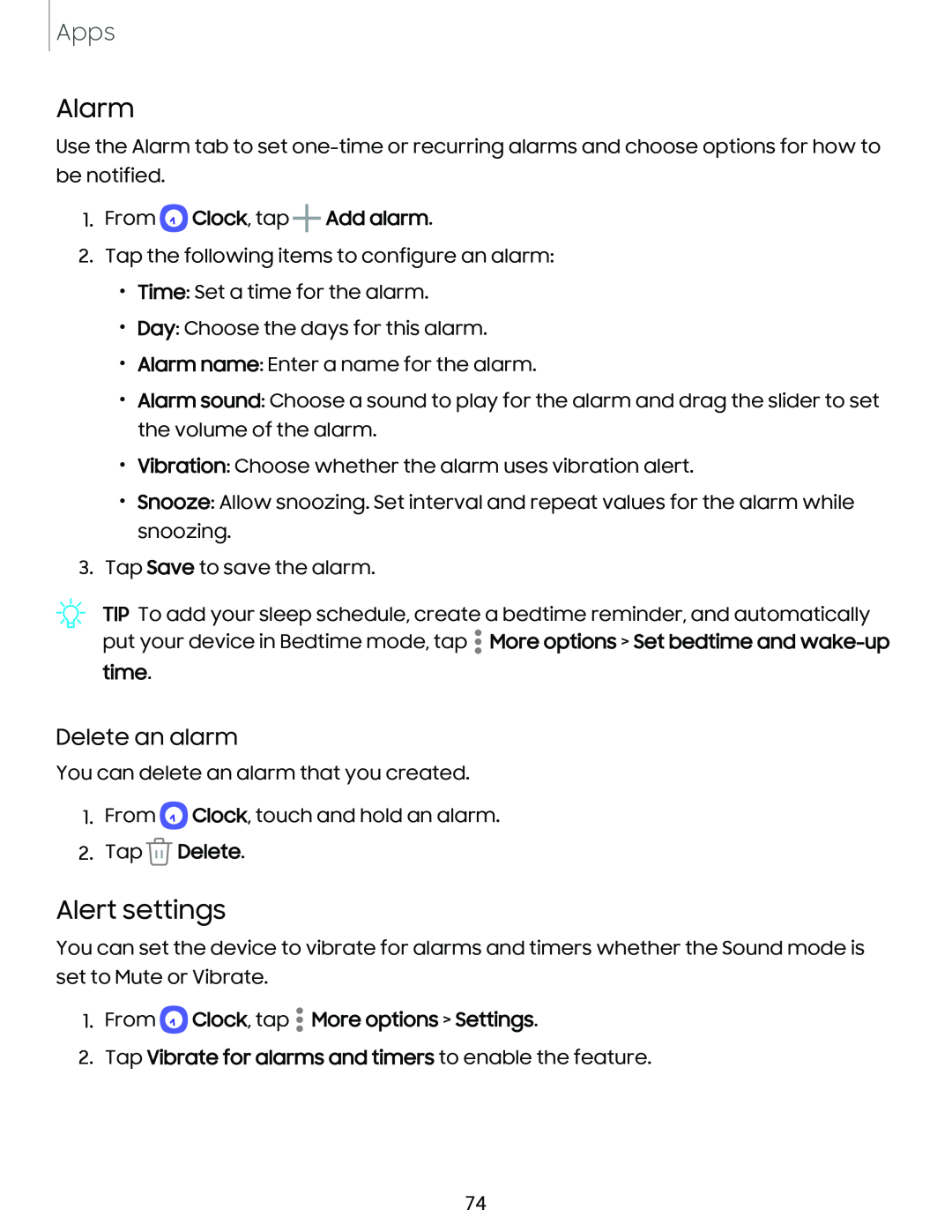 Delete an alarm Galaxy S10 AT&T