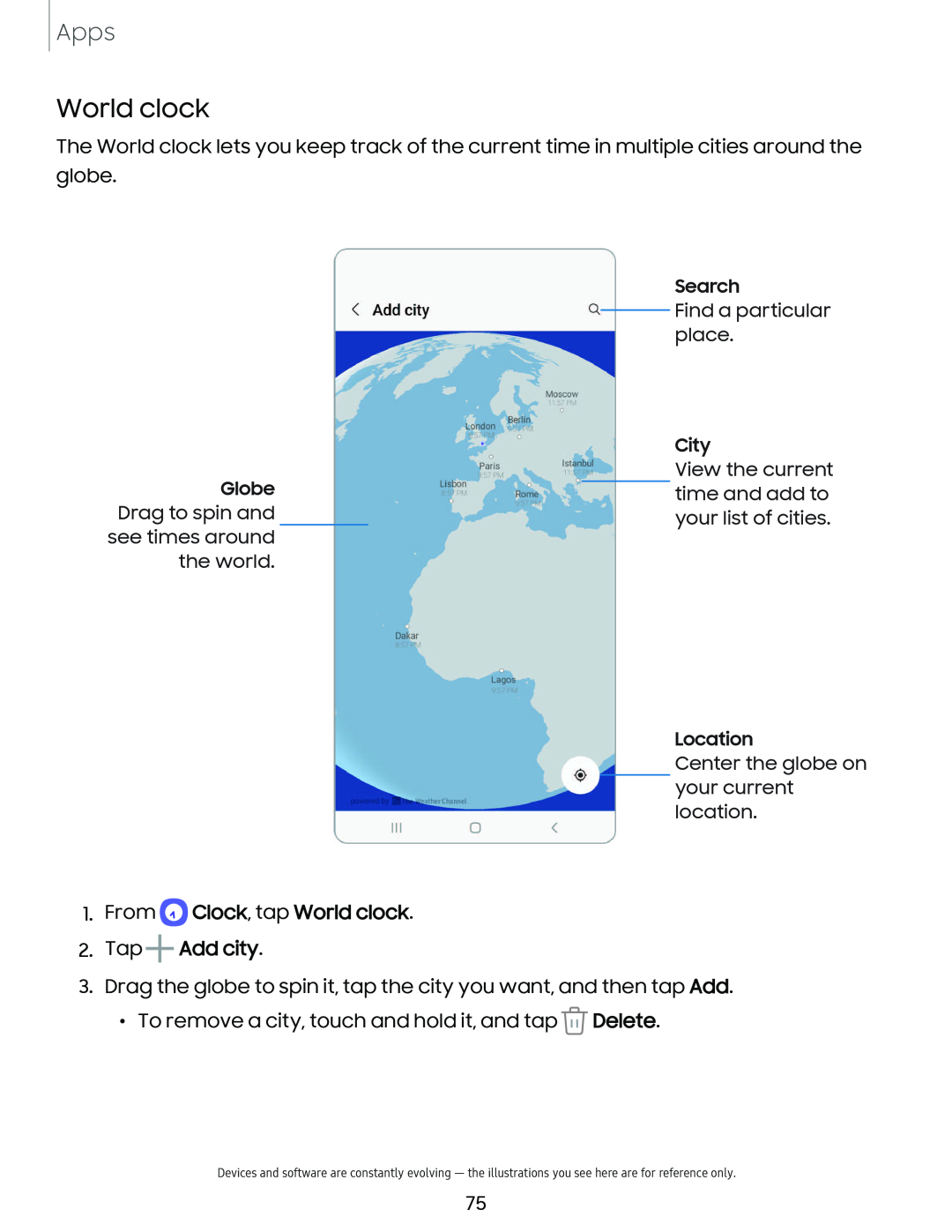 World clock Galaxy S10 AT&T