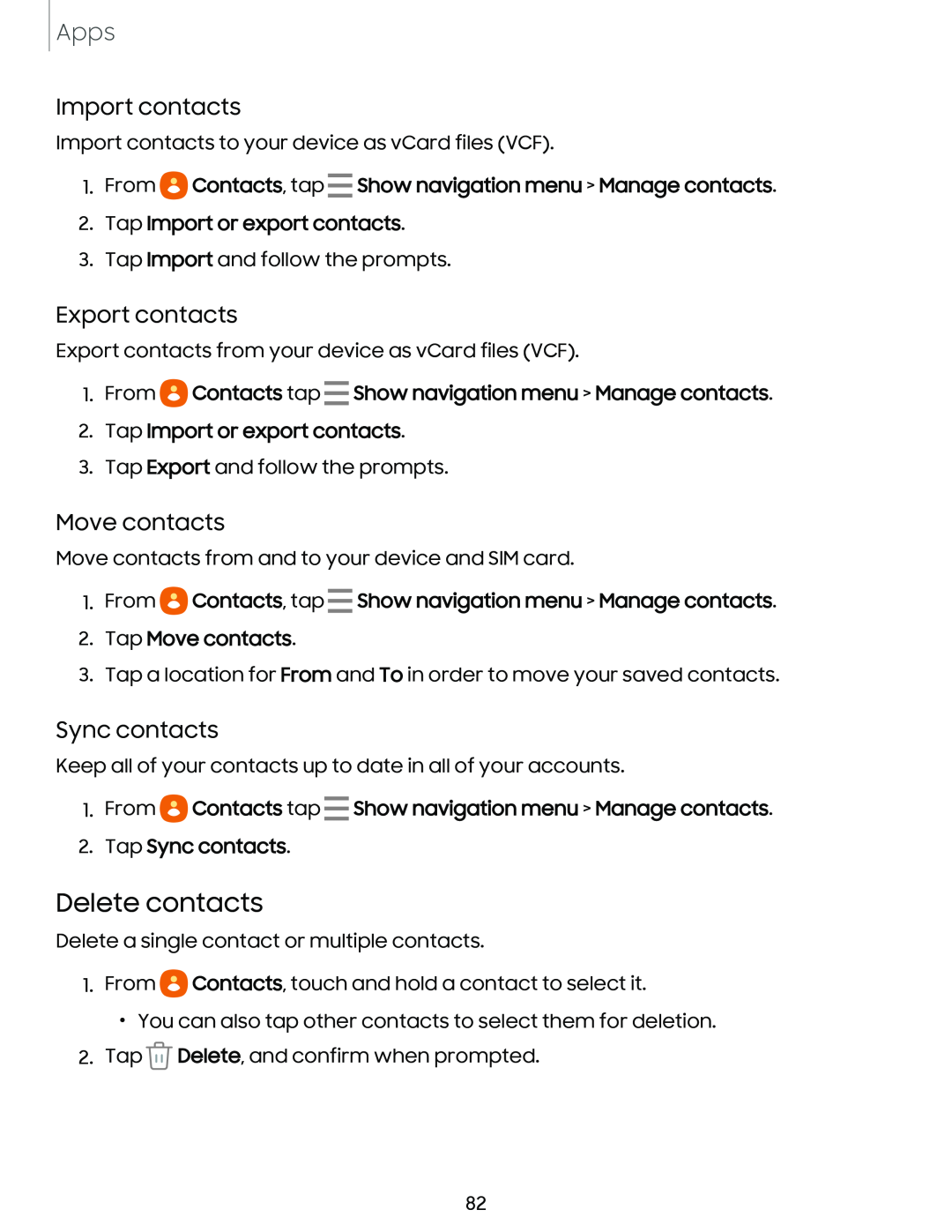 Delete contacts Galaxy S10 AT&T