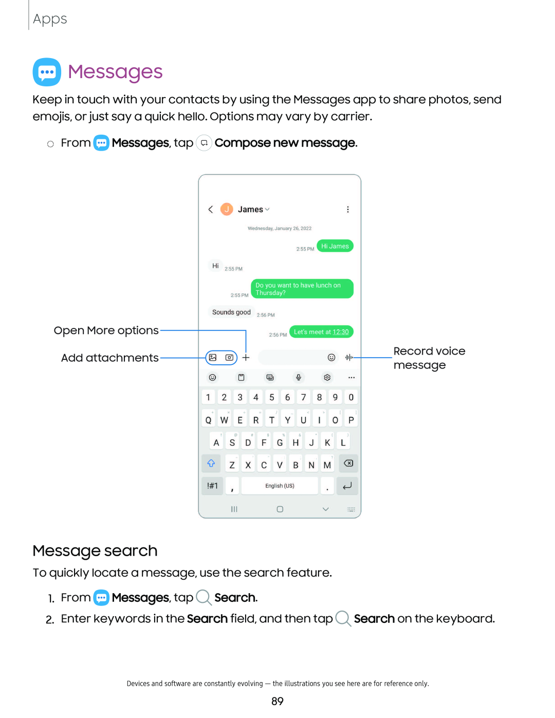 Message search Galaxy S10 AT&T