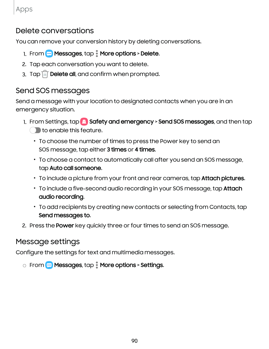 Message settings Galaxy S10 AT&T