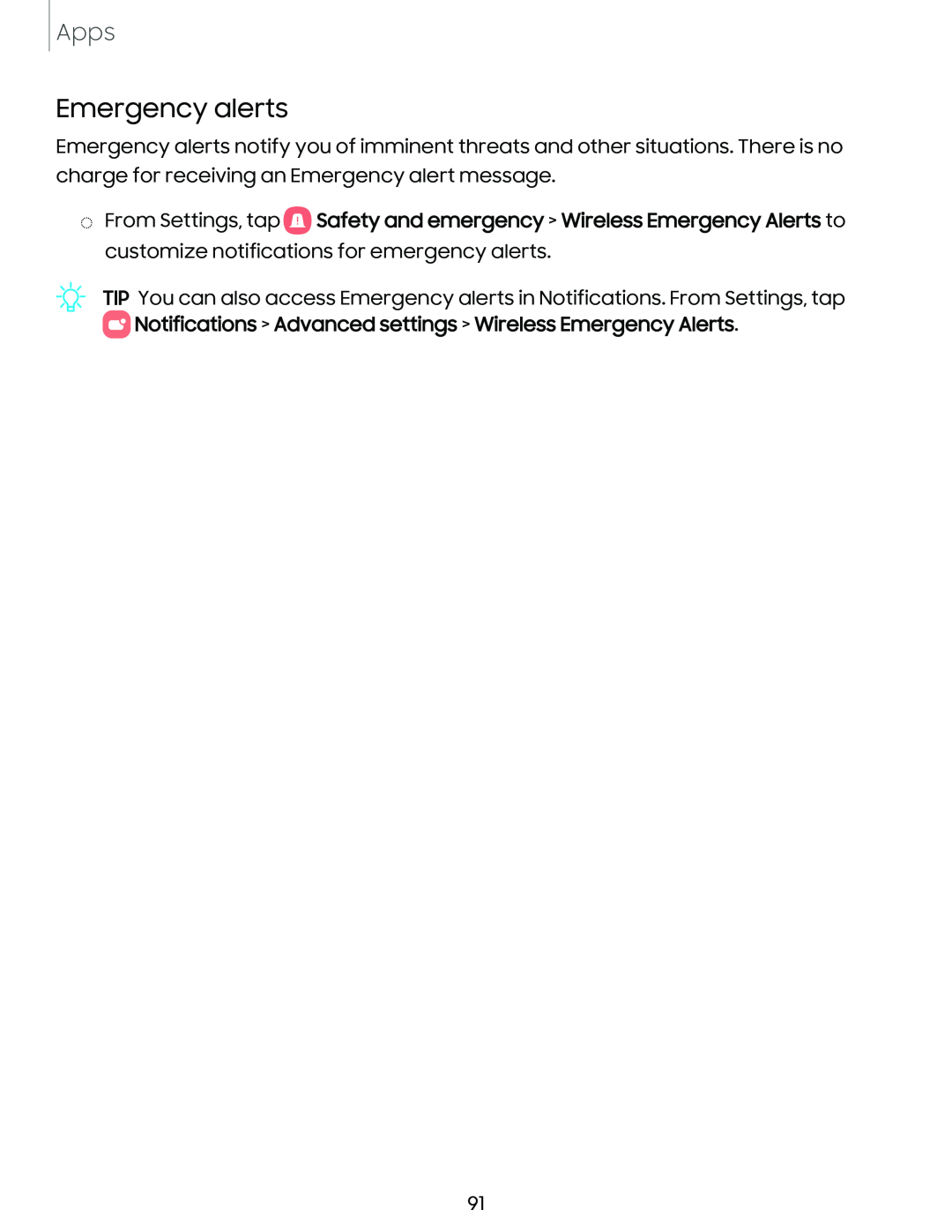 Emergency alerts Galaxy S10 AT&T