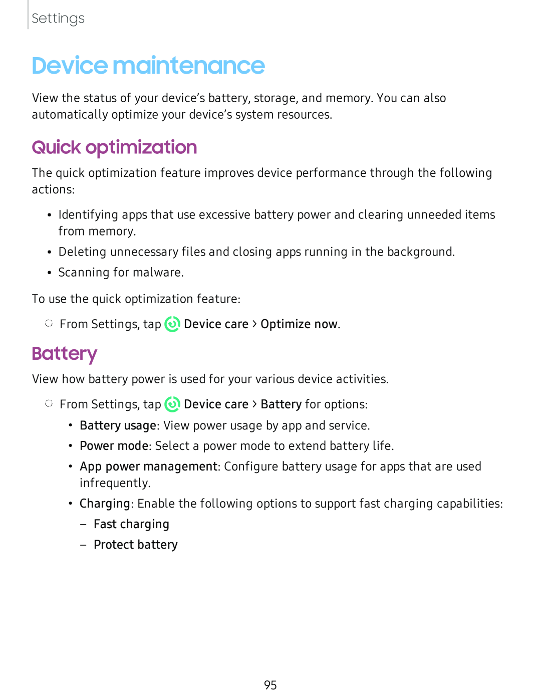 Device maintenance Galaxy Tab A 10.5 Verizon