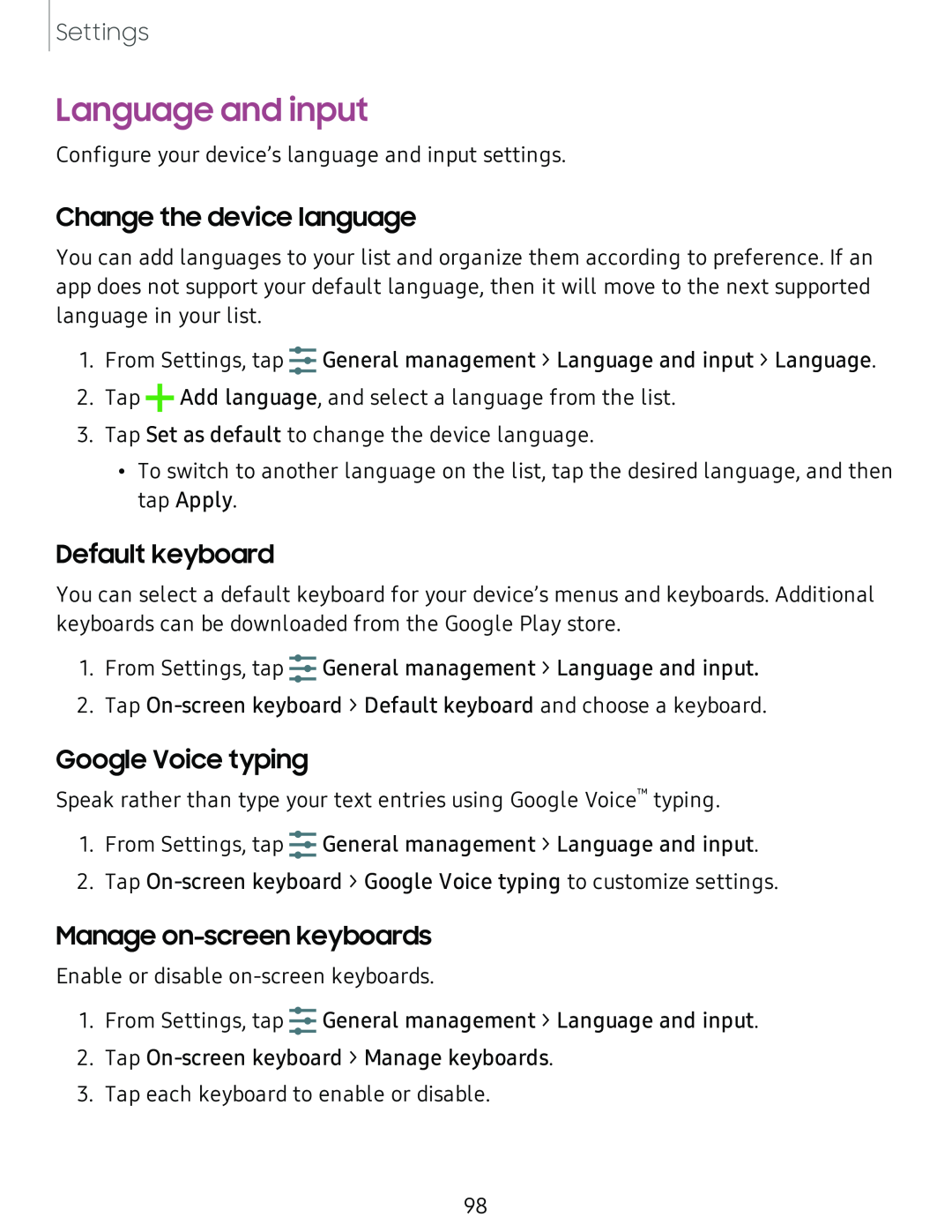 Change the device language Galaxy Tab A 10.5 Verizon