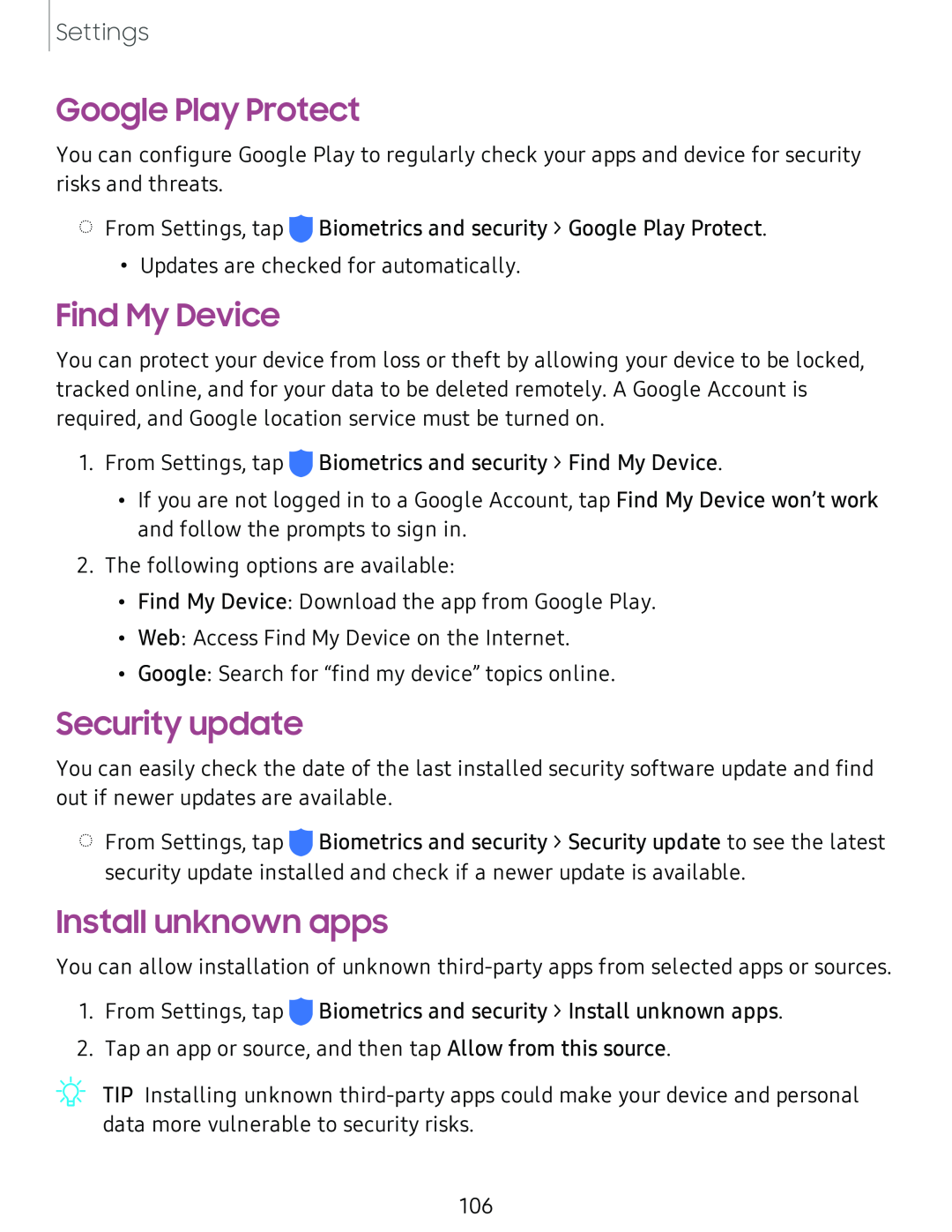 Security update Install unknown apps