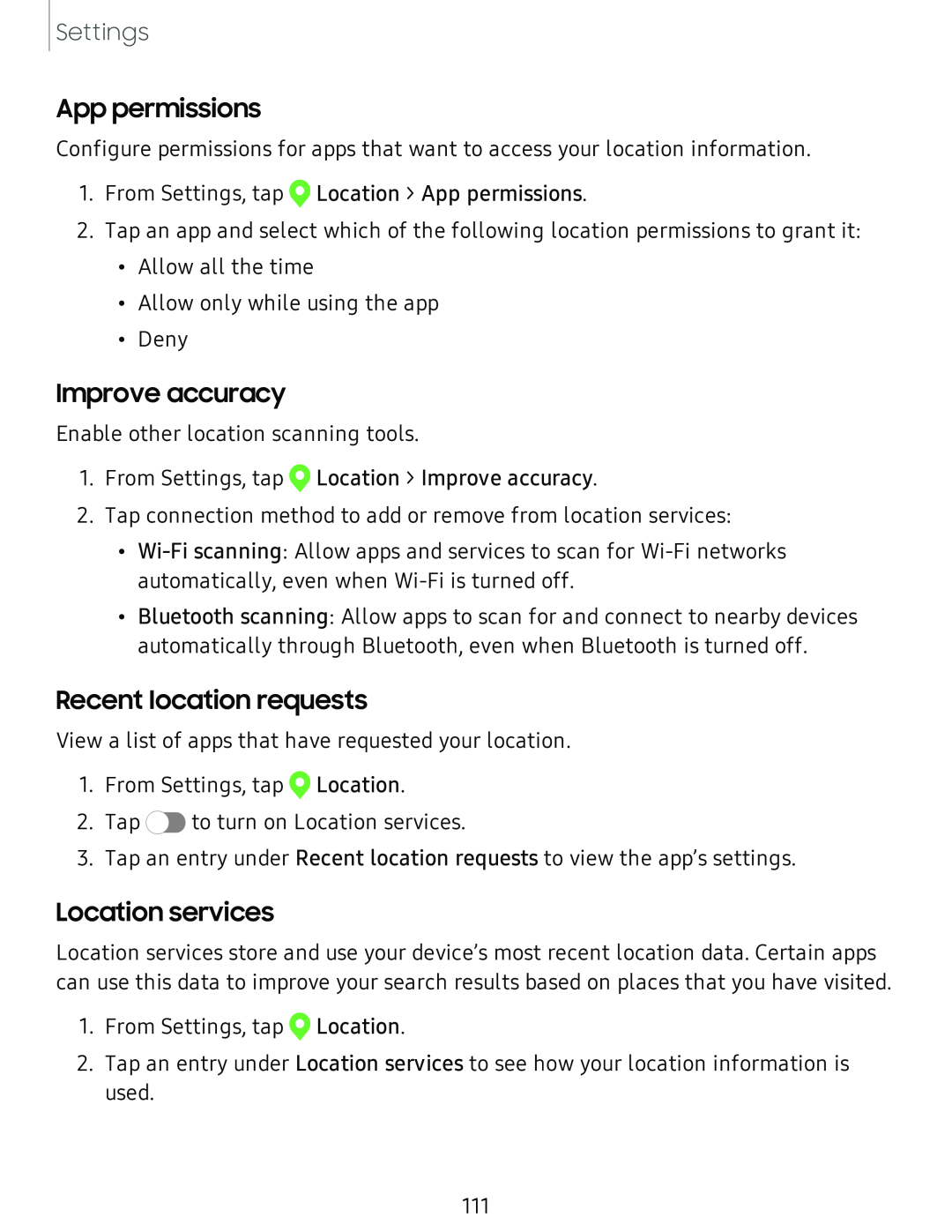 Location services Galaxy Tab A 10.5 Verizon