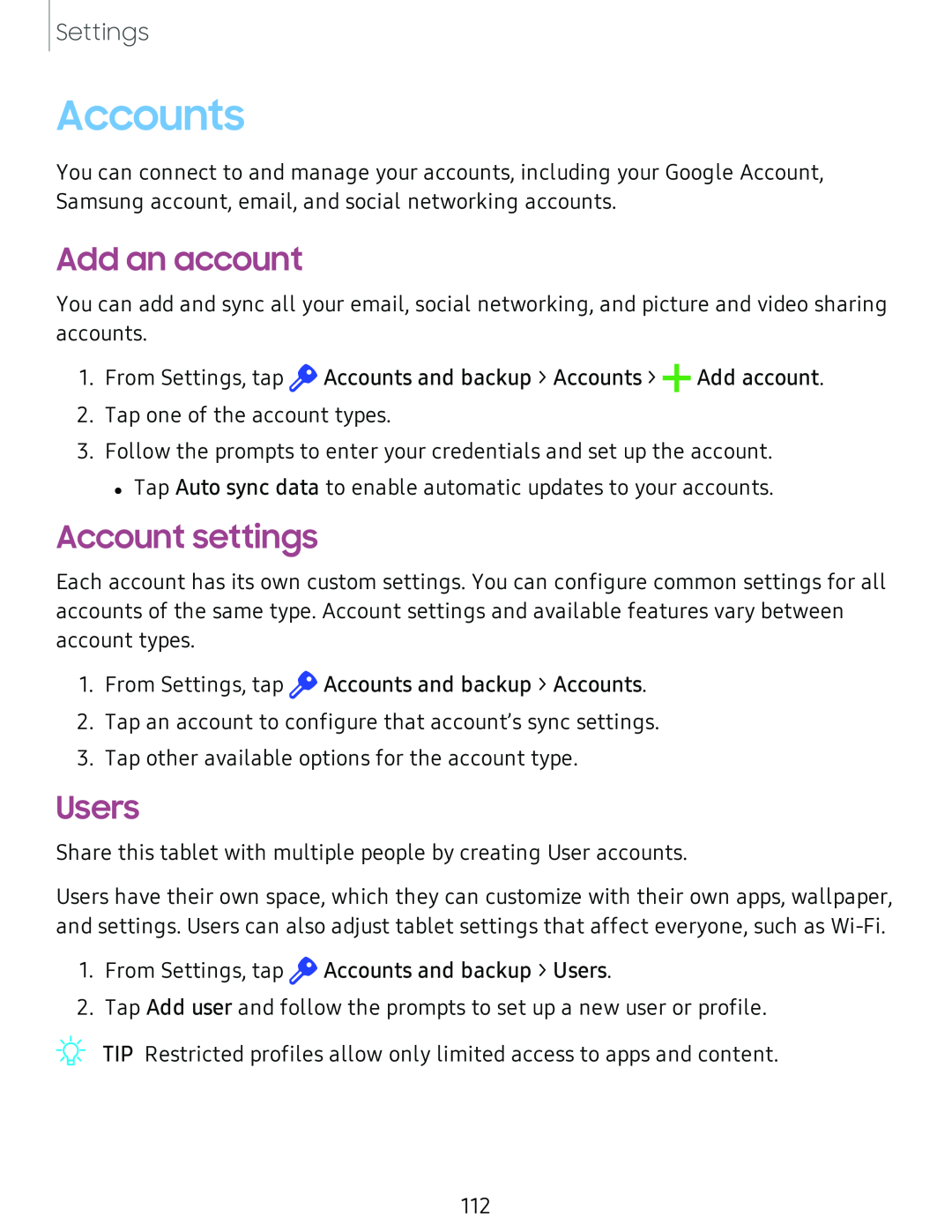 Add an account Account settings